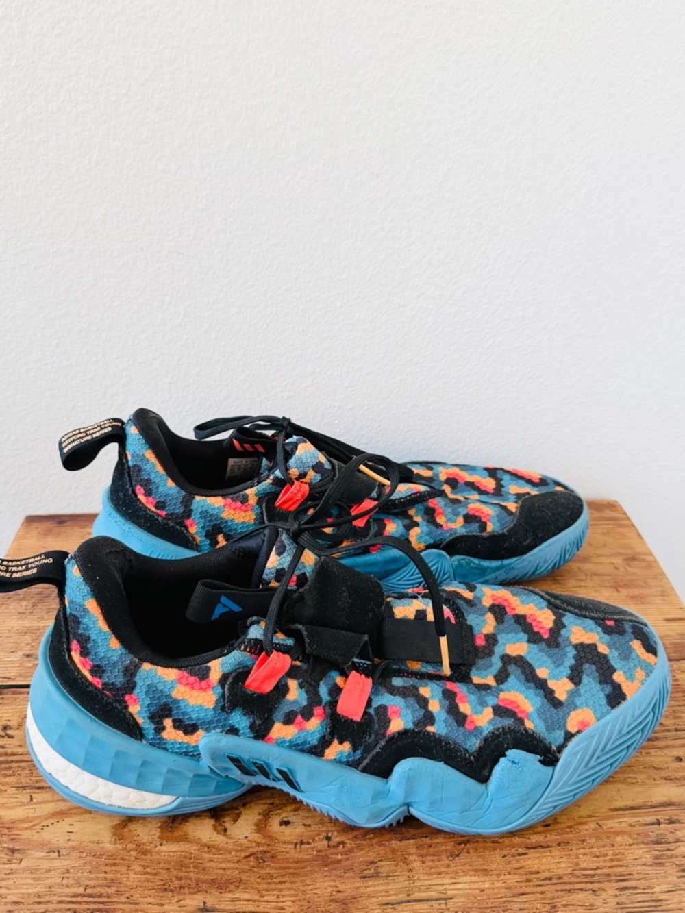 Adidas Trae Young 1 Pixels Core Black Sky Rush Blue Basketball Sneakers